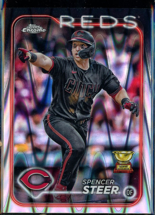 2024 Topps Chrome #104 Spencer Steer Raywave Refractors