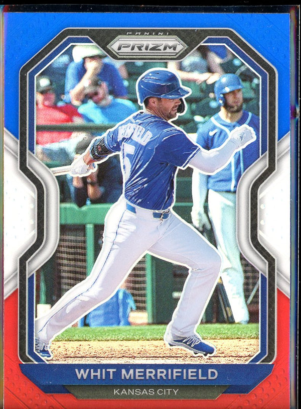 2021 Panini Prizm #109 Whit Merrifield Red/White/Blue Prizm