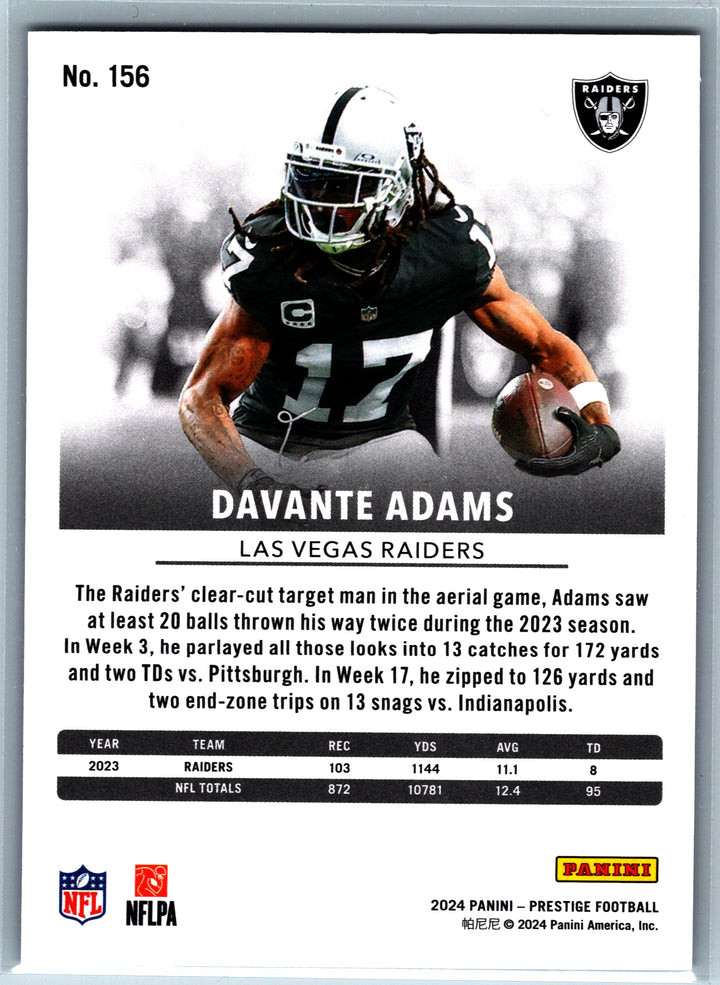 2024 Panini Prestige #156 Davante Adams Blue Premium Xtra Points