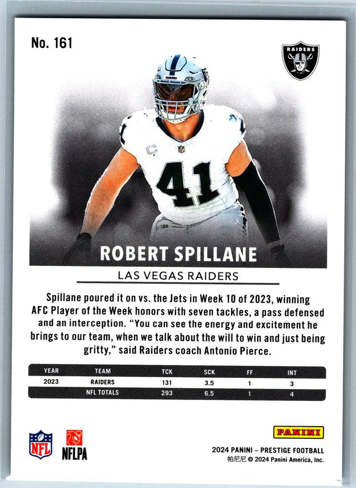 2024 Panini Prestige #161 Robert Spillane Green Xtra Points