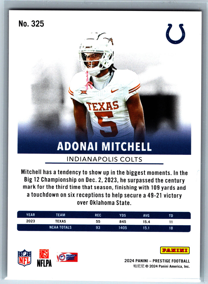 2024 Panini Prestige #325 Adonai Mitchell Red Premium Xtra Points