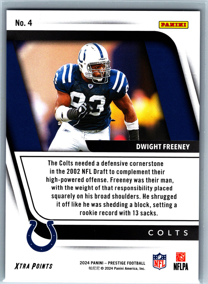 2024 Panini Prestige #4 Dwight Freeney Franchise Favorites Blue Xtra Points/249