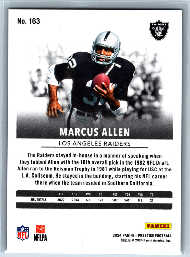 2024 Panini Prestige #163 Marcus Allen Purple Premium Xtra Points #/99