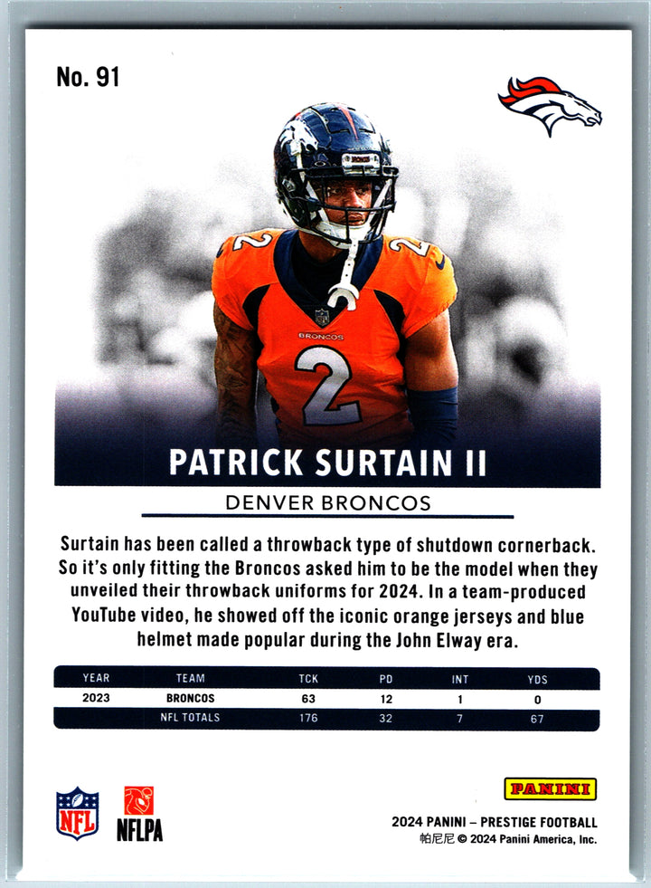 2024 Panini Prestige #91 Patrick Surtain II Green Xtra Points #/299