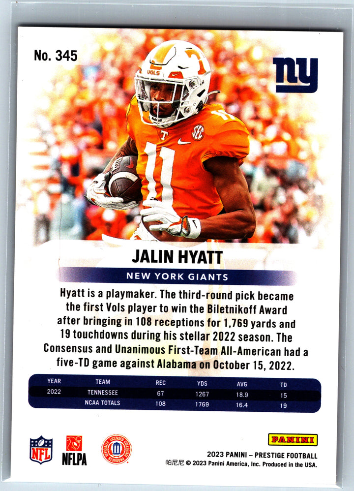 2023 Panini Prestige #345 Jalin Hyatt Xtra Points Premium Red #/399