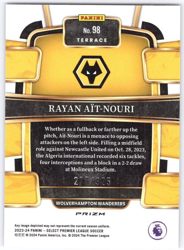 2023-24 Panini Select Premier League #98 Rayan Ait-Nouri Pink Mojo #/325