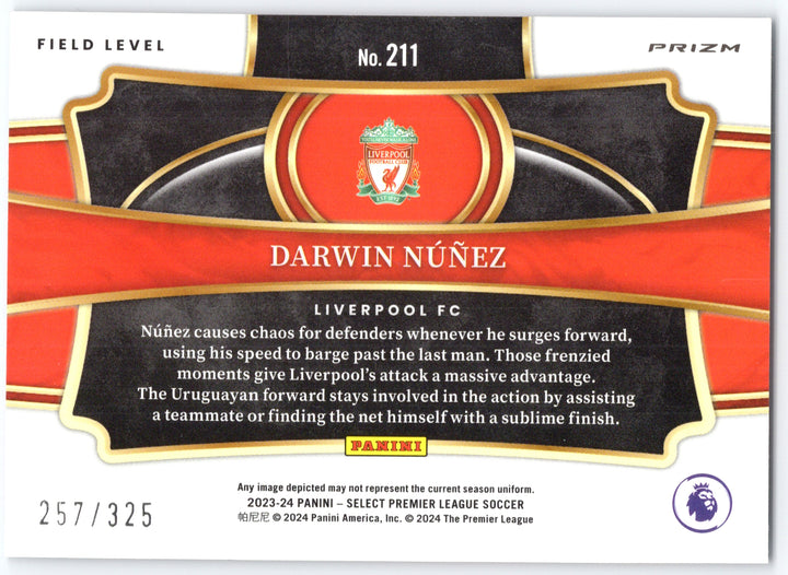 2023-24 Panini Select Premier League #211 Darwin Nunez Pink Mojo #/325