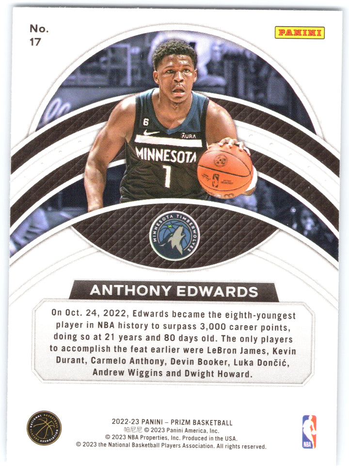 2022-23 Panini Prizm #17 Anthony Edwards Dominance