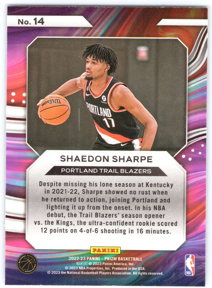 2022-23 Panini Prizm #14 Shaedon Sharpe Instant Impact