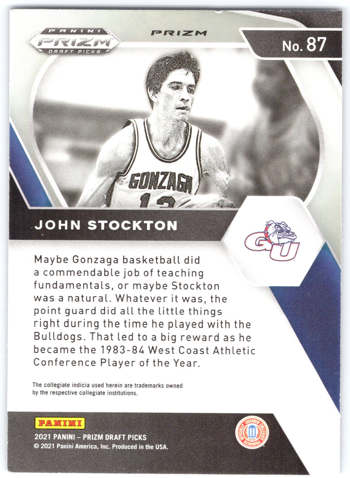 2021 Panini Prizm Draft Picks #87 John Stockton Purple Wave