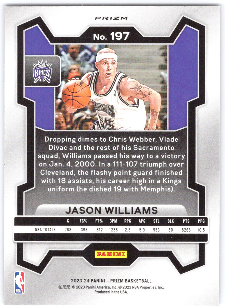 2023-24 Panini Prizm #197 Jason Williams Prizms Orange Ice