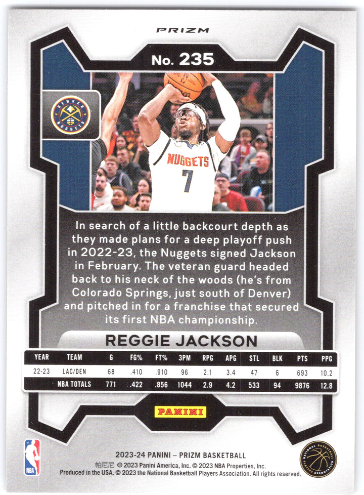 2023-24 Panini Prizm #235 Reggie Jackson Prizms Orange Ice