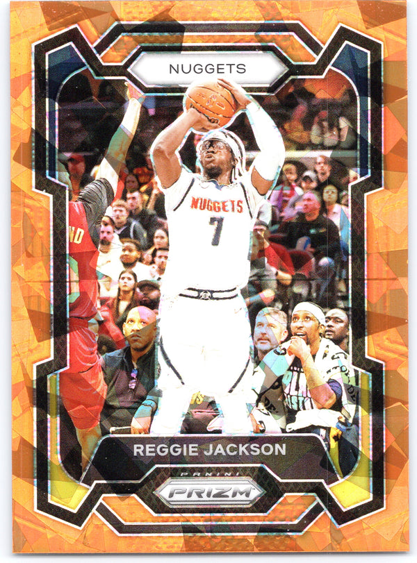 2023-24 Panini Prizm #235 Reggie Jackson Prizms Orange Ice