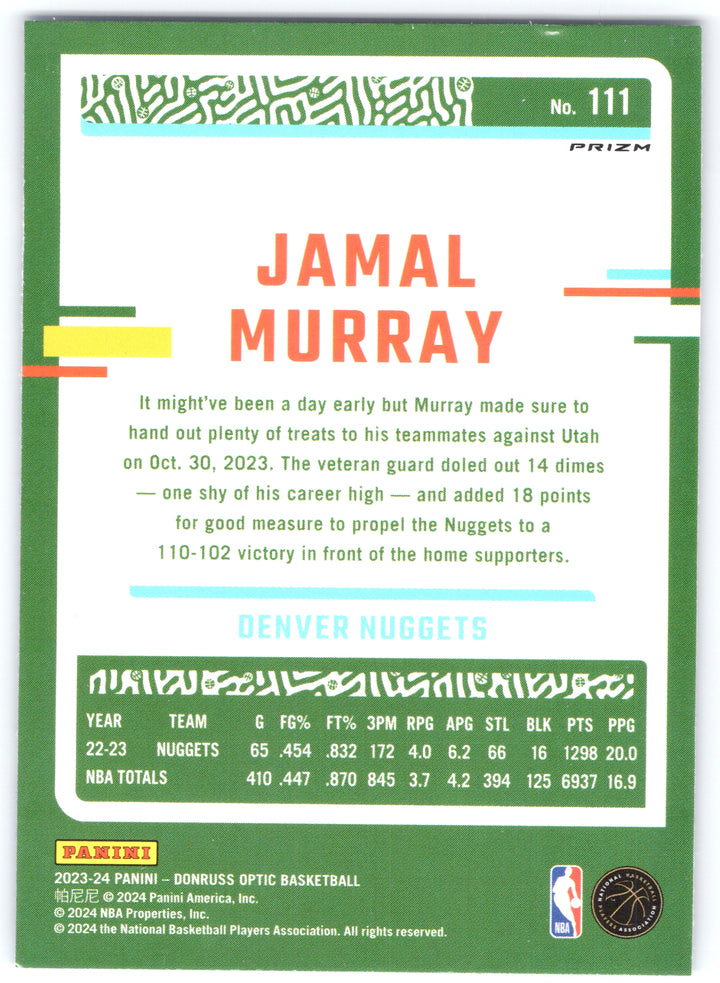 2023-24 Donruss Optic #111 Jamal Murray Blue Velocity