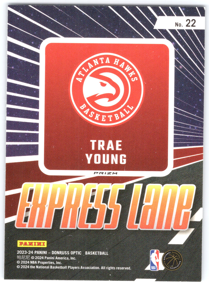 2023-24 Donruss Optic #22 Trae Young Express Lane Purple