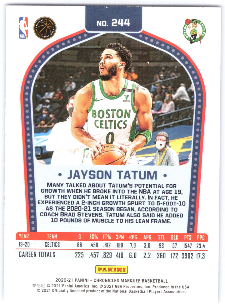 2020-21 Panini Chronicles #244 Jayson Tatum Pink