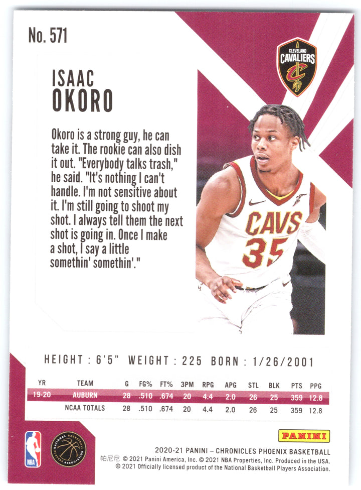 2020-21 Panini Chronicles #571 Isaac Okoro