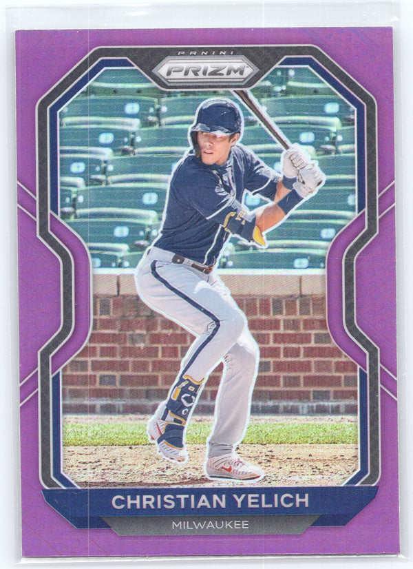 2021 Panini Prizm #242 Christian Yelich Purple Prizm