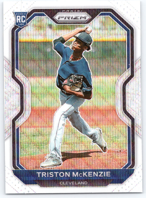 2021 Panini Prizm #25 Triston McKenzie White Wave Prizm