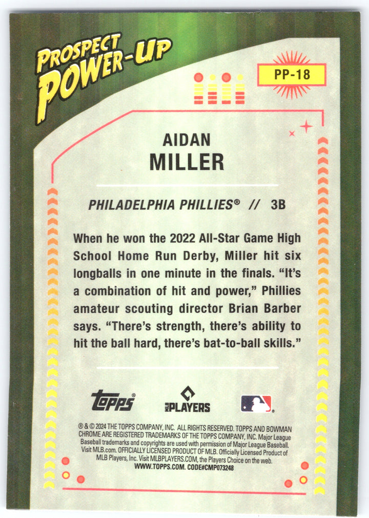 2024 Bowman #PP-18 Aidan Miller Prospect Power-Up