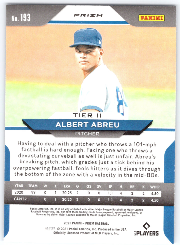 2021 Panini Prizm #193 Albert Abreu Purple Prizm