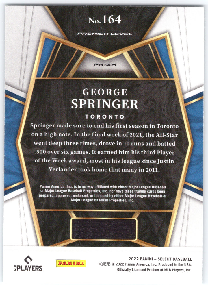 2022 Panini Select #164 George Springer Scope