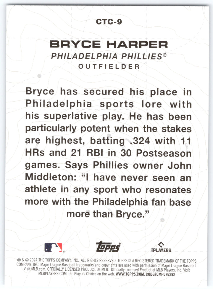 2024 Topps #CTC-9 Bryce Harper City to City