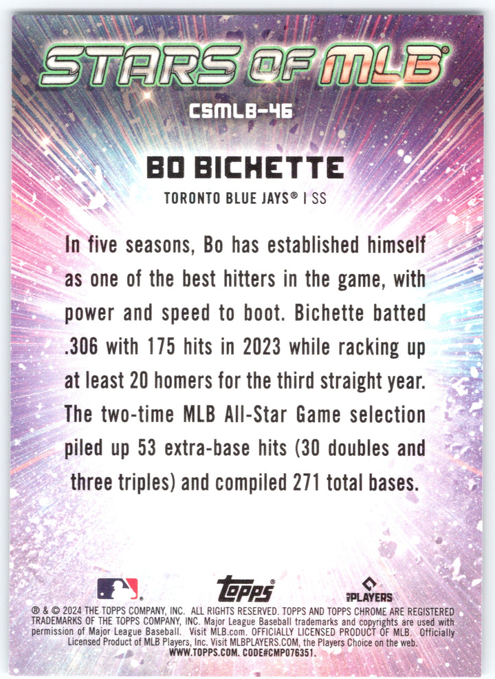 2024 Topps #CSMLB-46 Bo Bichette Stars of MLB Chrome