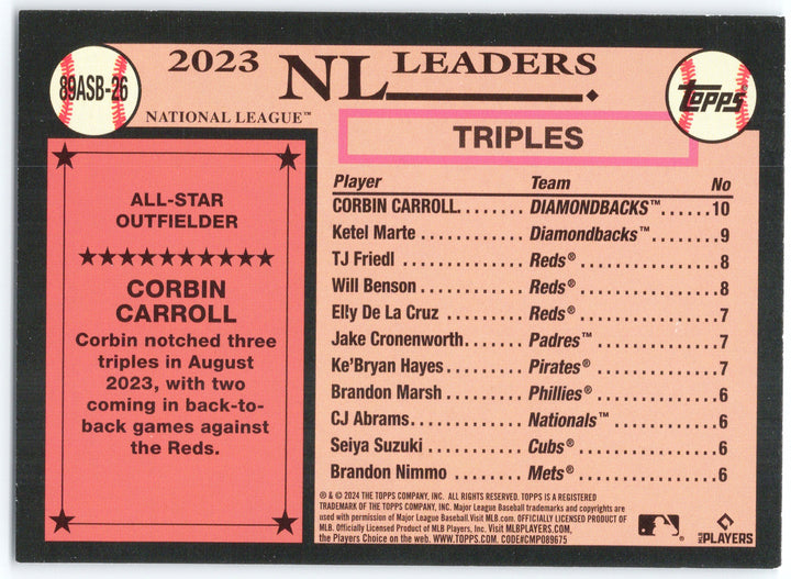 2024 Topps #89ASB-26 Corbin Carroll 1989 Topps Baseball 35th Anniversary Foil