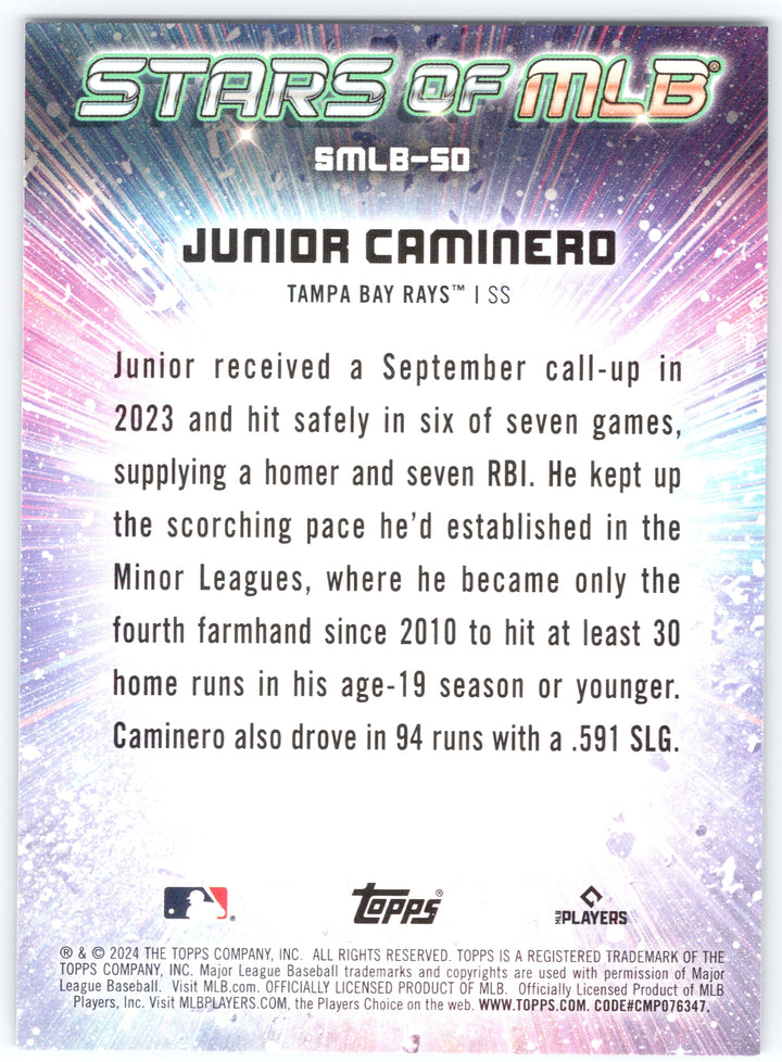 2024 Topps #SMLB-50 Junior Caminero Stars of MLB