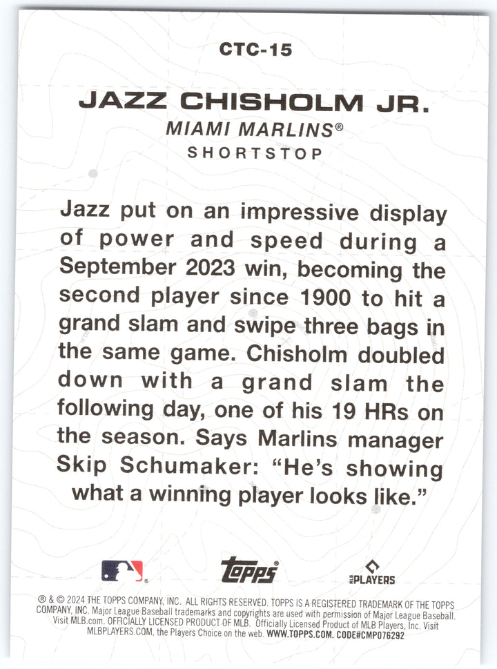 2024 Topps #CTC-15 Jazz Chisholm Jr. City to City Blue