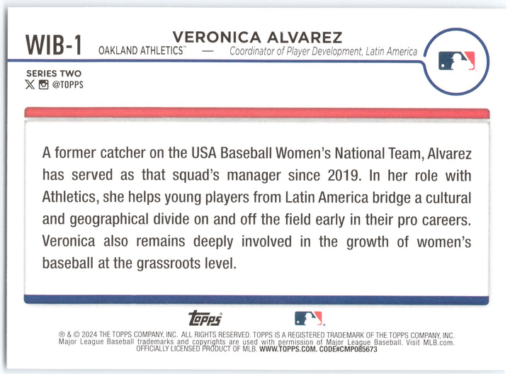 2024 Topps #WIB-1 Veronica Alvarez Women in Baseball