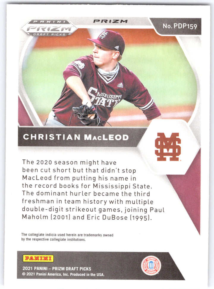 2021 Panini Prizm Draft Picks #PDP159 Christian MacLeod Red Velocity Prizm