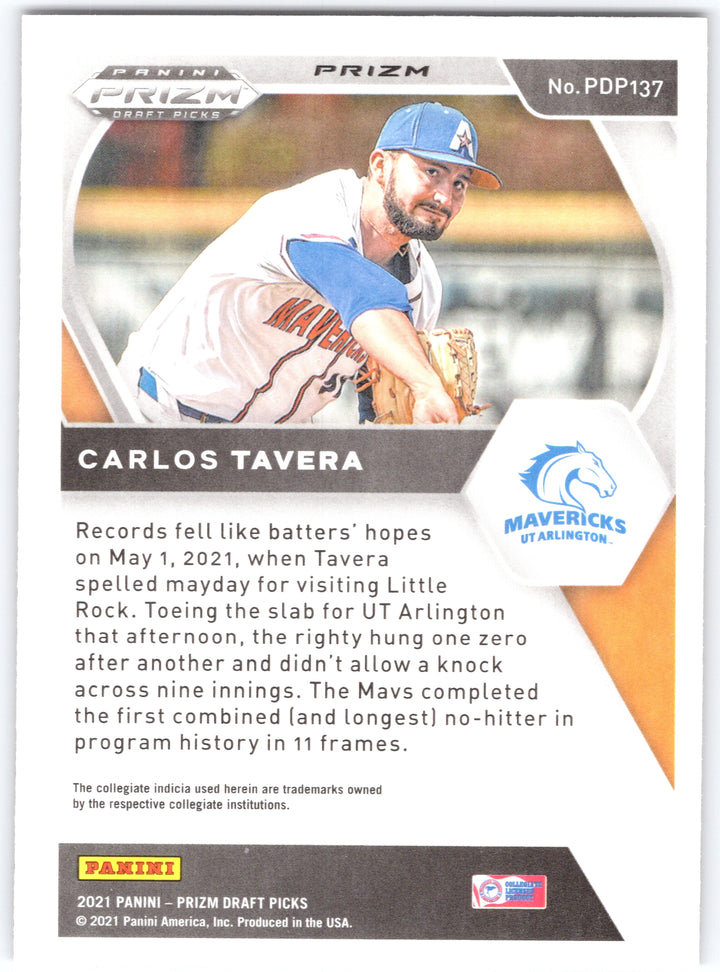 2021 Panini Prizm Draft Picks #PDP137 Carlos Tavera Red Velocity Prizm