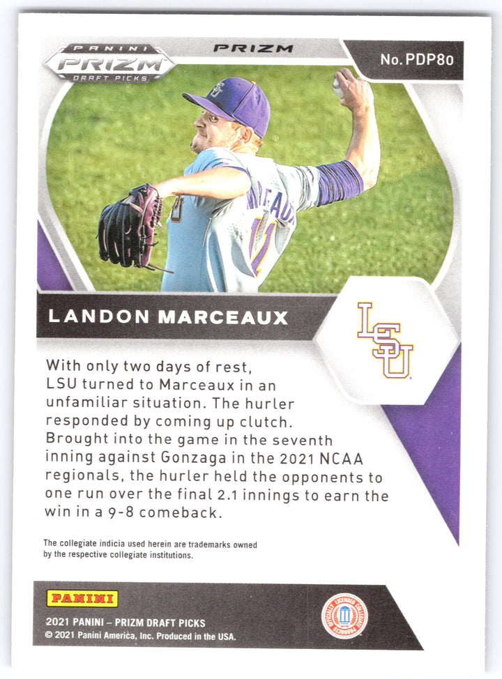 2021 Panini Prizm Draft Picks #PDP80 Landon Marceaux Red Velocity Prizm