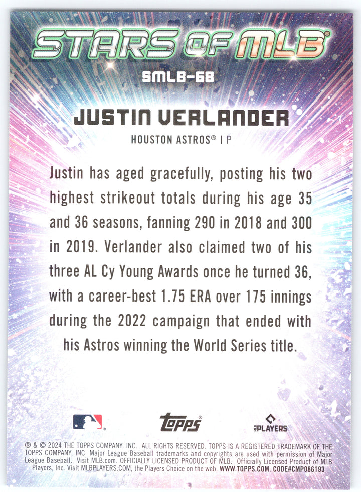 2024 Topps Update #SMLB-68 Justin Verlander Stars of MLB