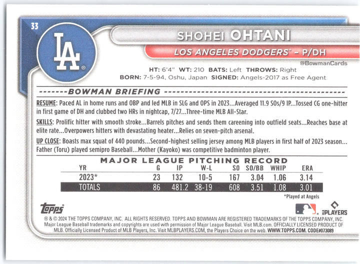 2024 Bowman #33 Shohei Ohtani