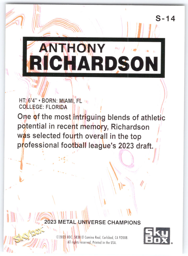 2023 SkyBox Metal Universe Champions #S-14 Anthony Richardson SkyBox Premium