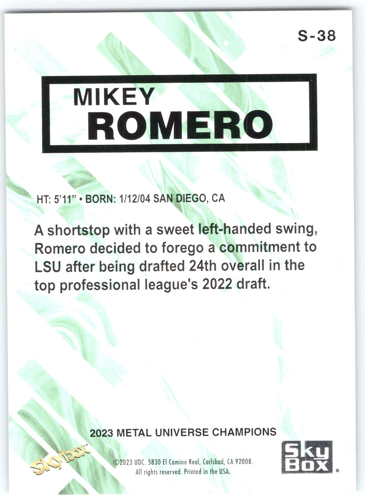 2023 SkyBox Metal Universe Champions #S-38 Mikey Romero SkyBox Premium