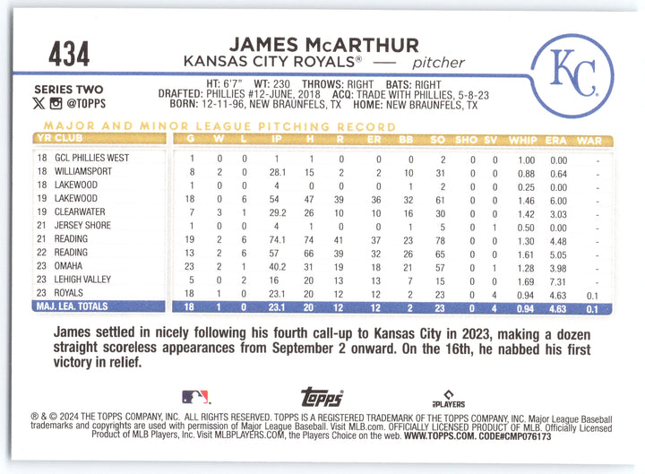 2024 Topps #434 James McArthur