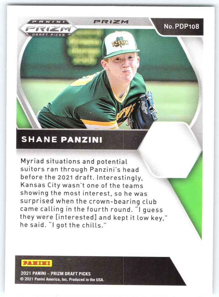 2021 Panini Prizm Draft Picks #PDP108 Shane Panzini Green Pulsar Prizm