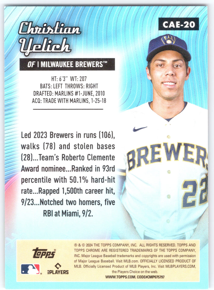 2024 Topps Chrome #CAE-20 Christian Yelich Chrome All-Etch