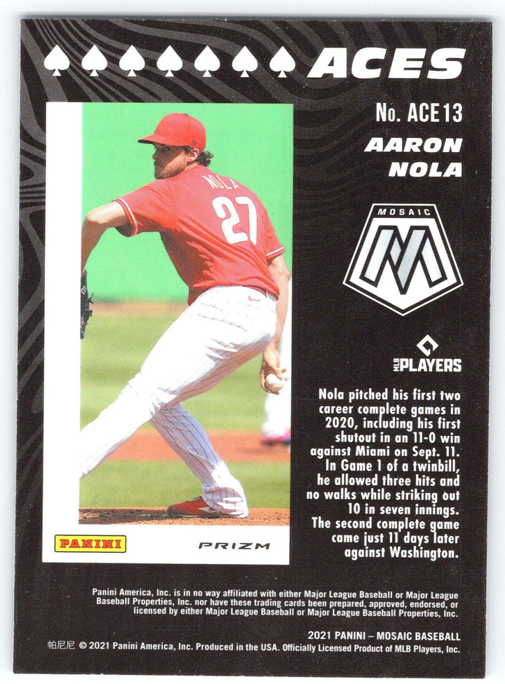 2021 Panini Mosaic #ACE13 Aaron Nola Aces Green