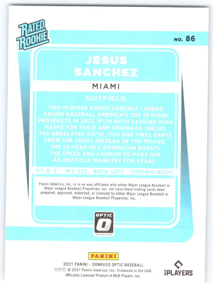 2021 Donruss Optic #86 Jesus Sanchez