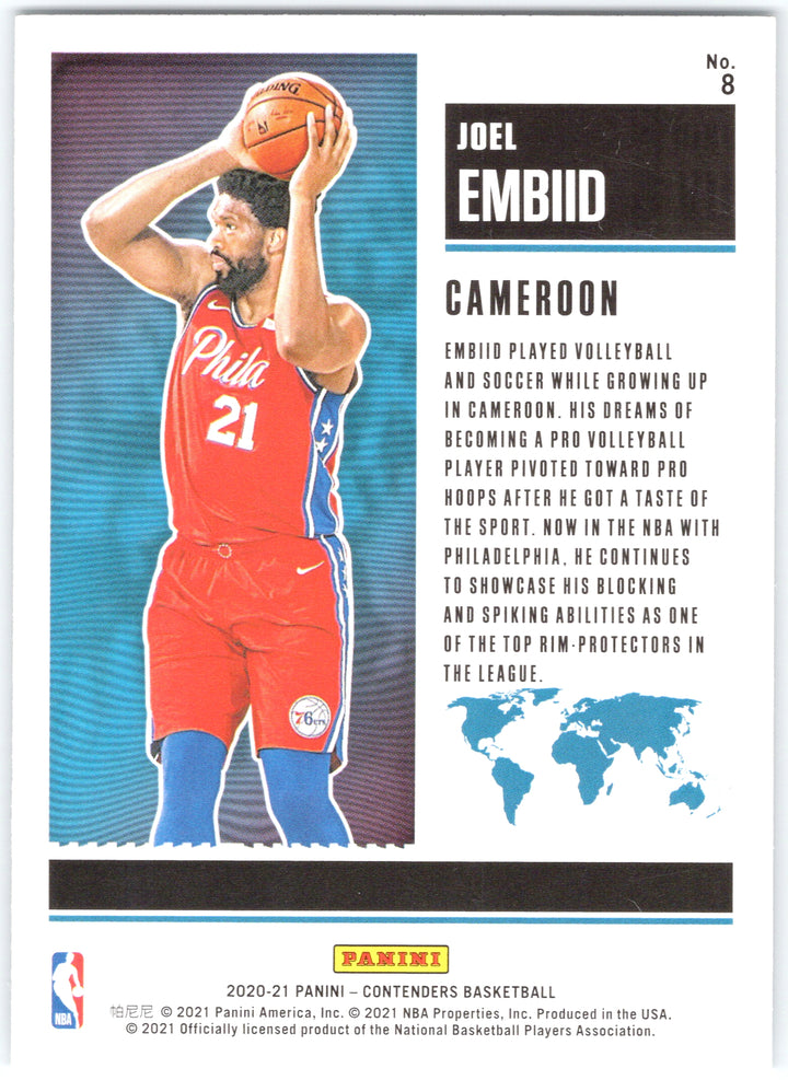 2020-21 Panini Contenders #8 Joel Embiid International Ticket