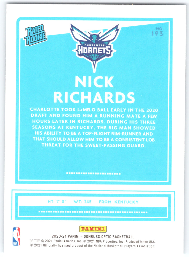 2020-21 Donruss Optic #193 Nick Richards