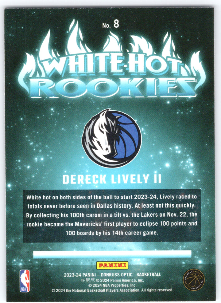 2023-24 Donruss Optic #8 Dereck Lively II White Hot Rookies