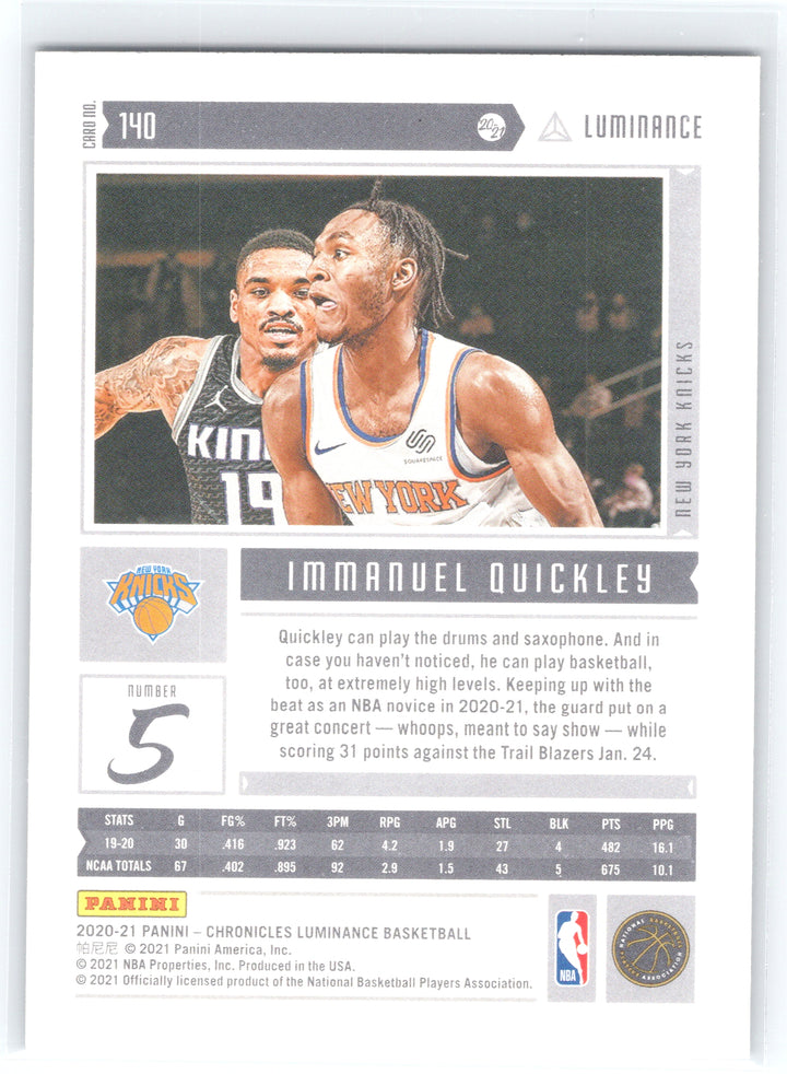 2020-21 Panini Chronicles #140 Immanuel Quickley