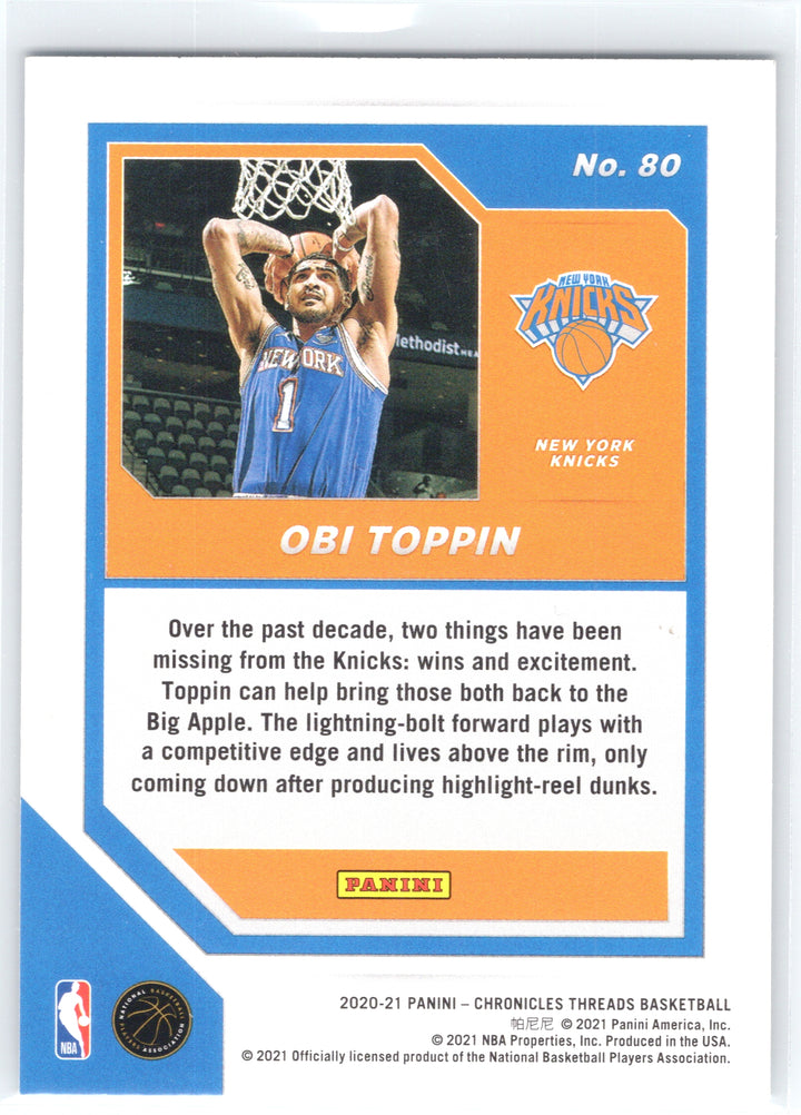 2020-21 Panini Chronicles #80 Obi Toppin