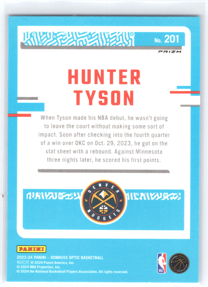 2023-24 Donruss Optic #201 Hunter Tyson Blue Velocity